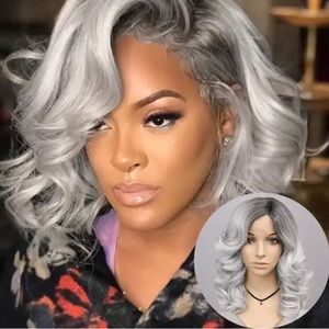 Grey Curly Popping Wigs